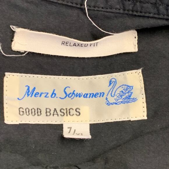 MERZ B. SCHWANEN Size XL Black Cotton One Pocket Long Sleeve Shirt - Picture 4 of 6